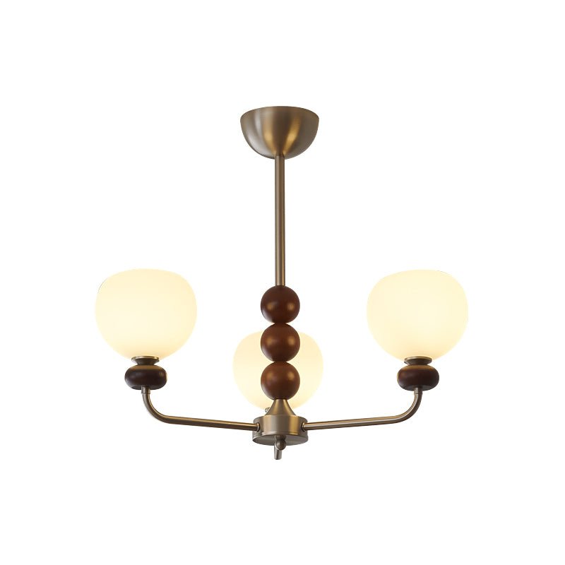 Modern Walnut Orb Chandelier - Adjustable Height, Elegant Design