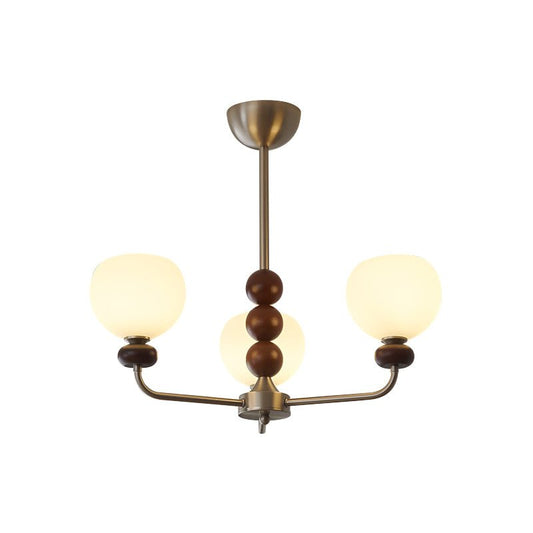 Modern Walnut Orb Chandelier - Adjustable Height, Elegant Design