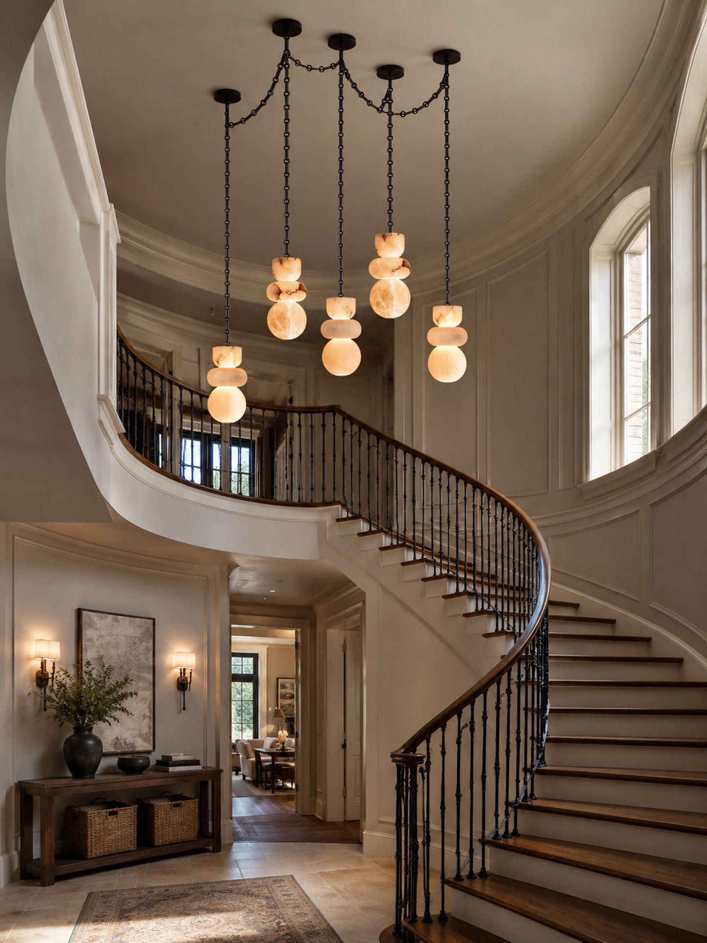 Orba Chain Chandelier - Elegant Design with Adjustable Height & Dimmab