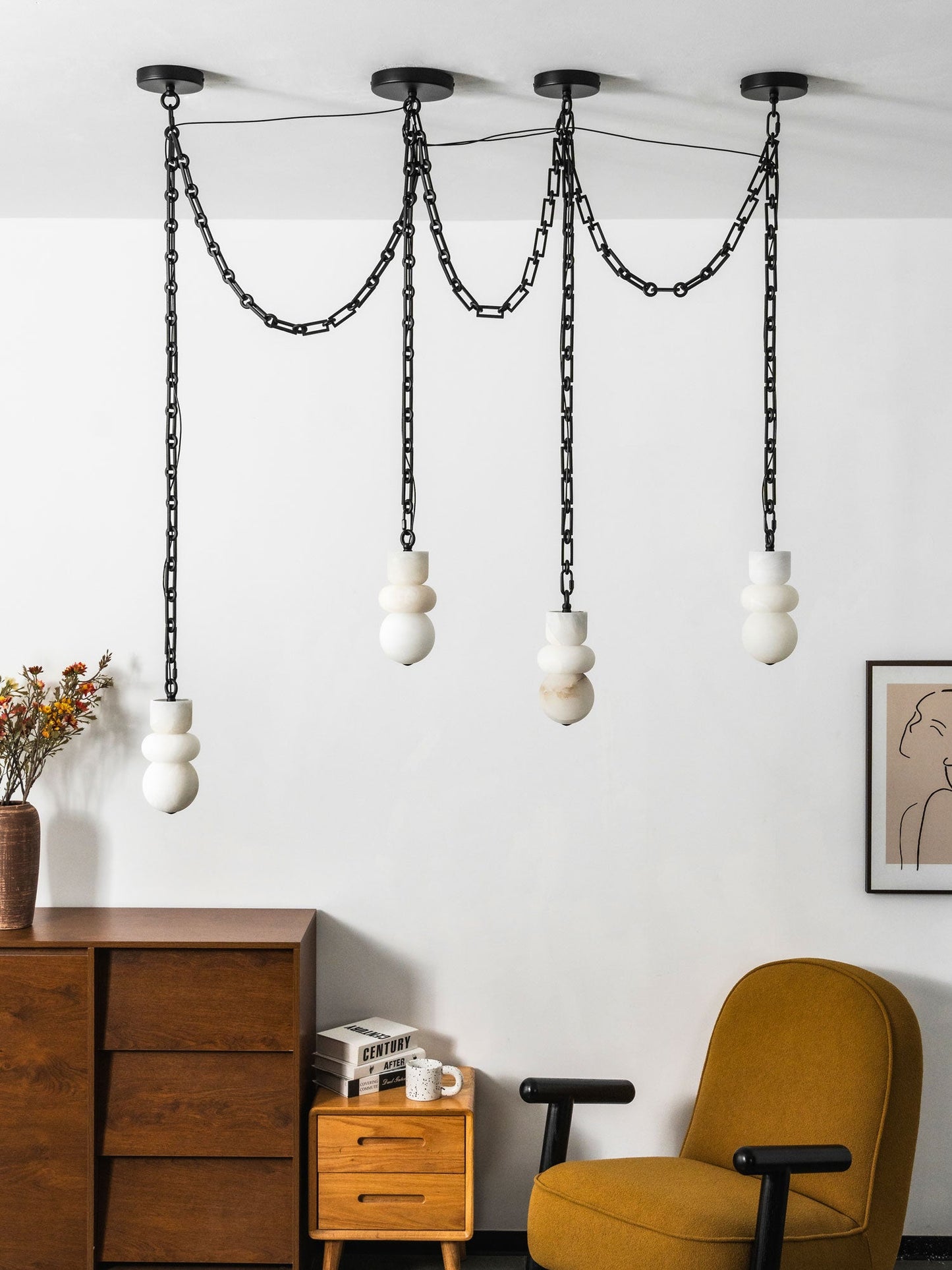 Orba Chain Chandelier - Elegant Design with Adjustable Height & Dimmab