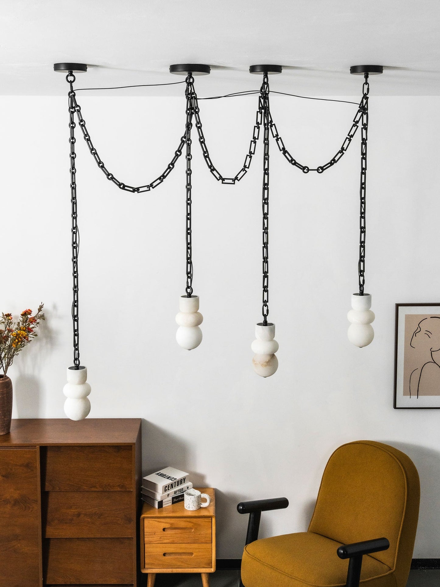 Orba Chain Chandelier - Elegant Design with Adjustable Height & Dimmab