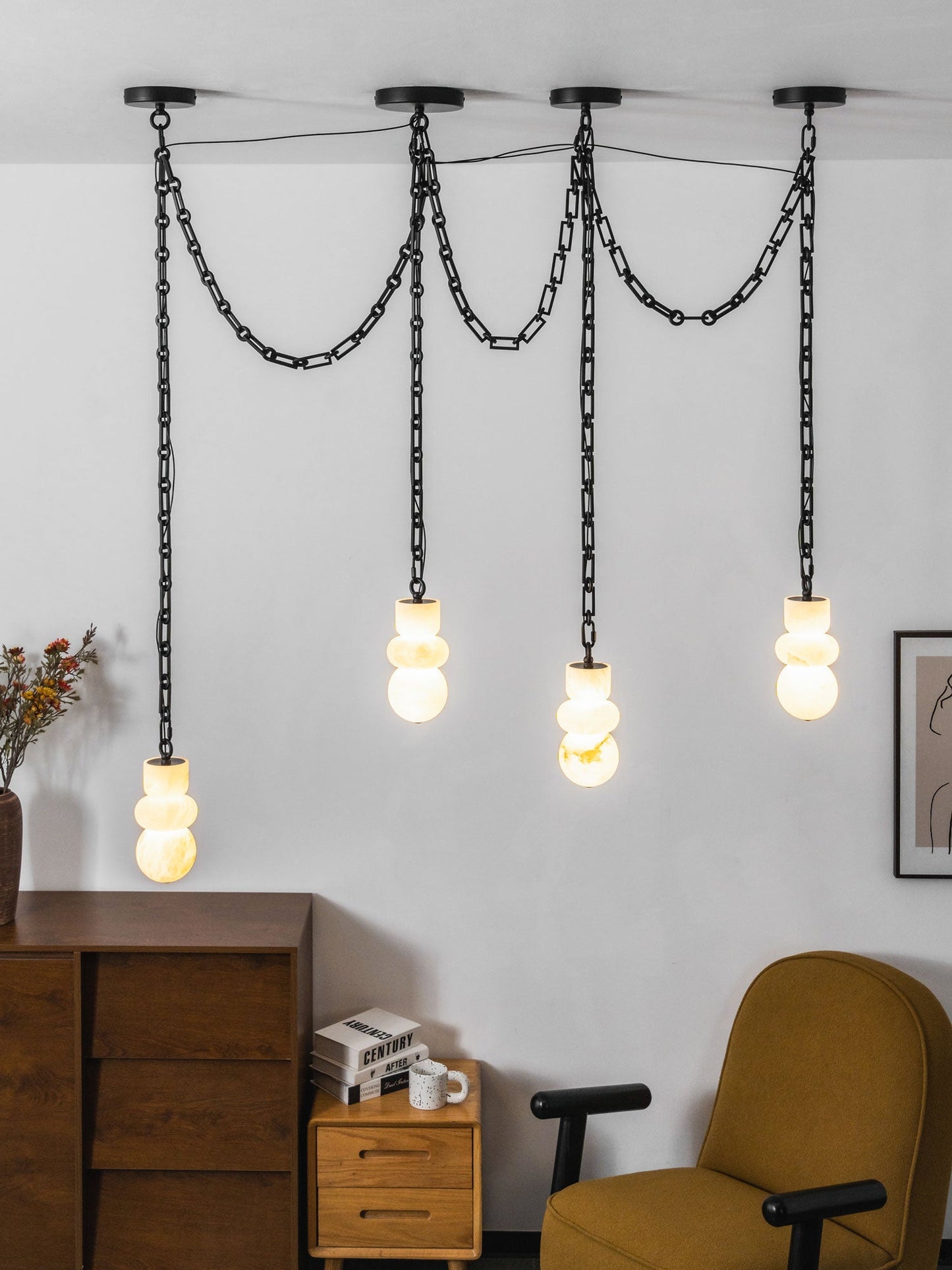 Orba Chain Chandelier - Elegant Design with Adjustable Height & Dimmab