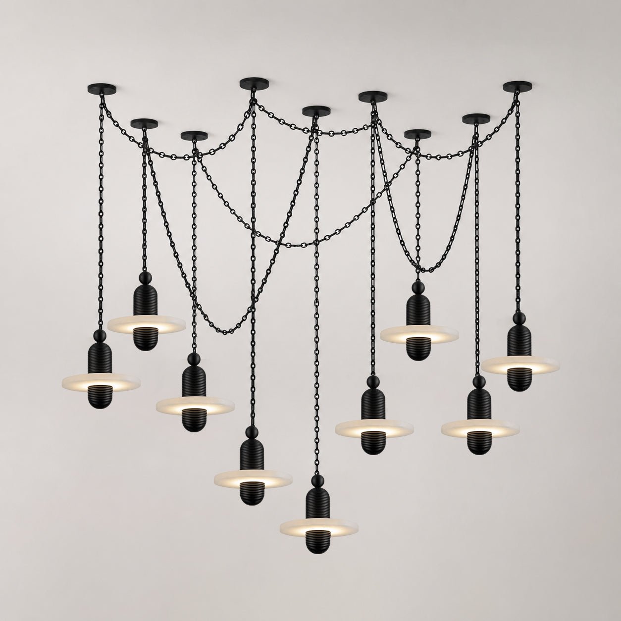 Orbital Drift Chain Chandelier - Modern Design with Adjustable Height