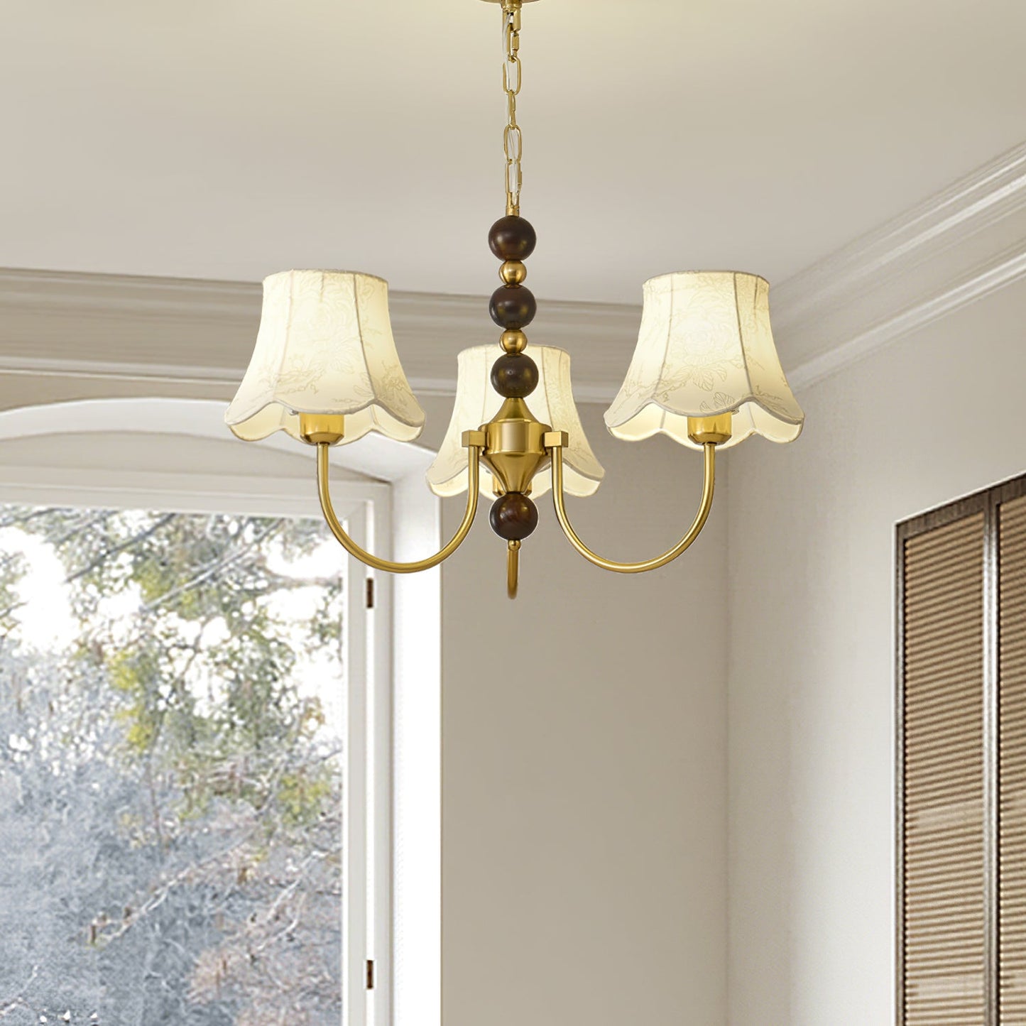 Elegant Orchid Fabric Chandelier with Adjustable Height & Soft Lightin