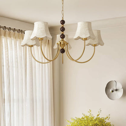 Elegant Orchid Fabric Chandelier with Adjustable Height & Soft Lightin