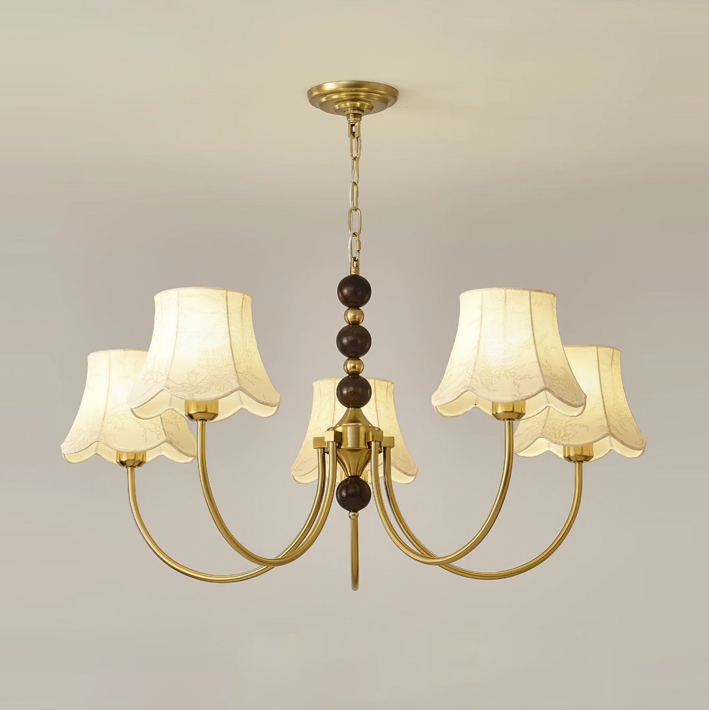 Elegant Orchid Fabric Chandelier with Adjustable Height & Soft Lightin