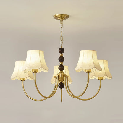 Elegant Orchid Fabric Chandelier with Adjustable Height & Soft Lightin