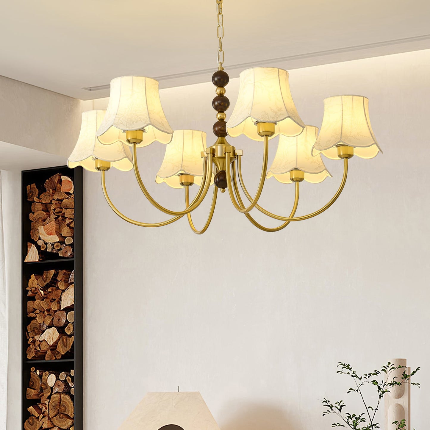 Elegant Orchid Fabric Chandelier with Adjustable Height & Soft Lightin