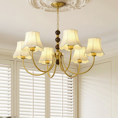 Elegant Orchid Fabric Chandelier with Adjustable Height & Soft Lightin