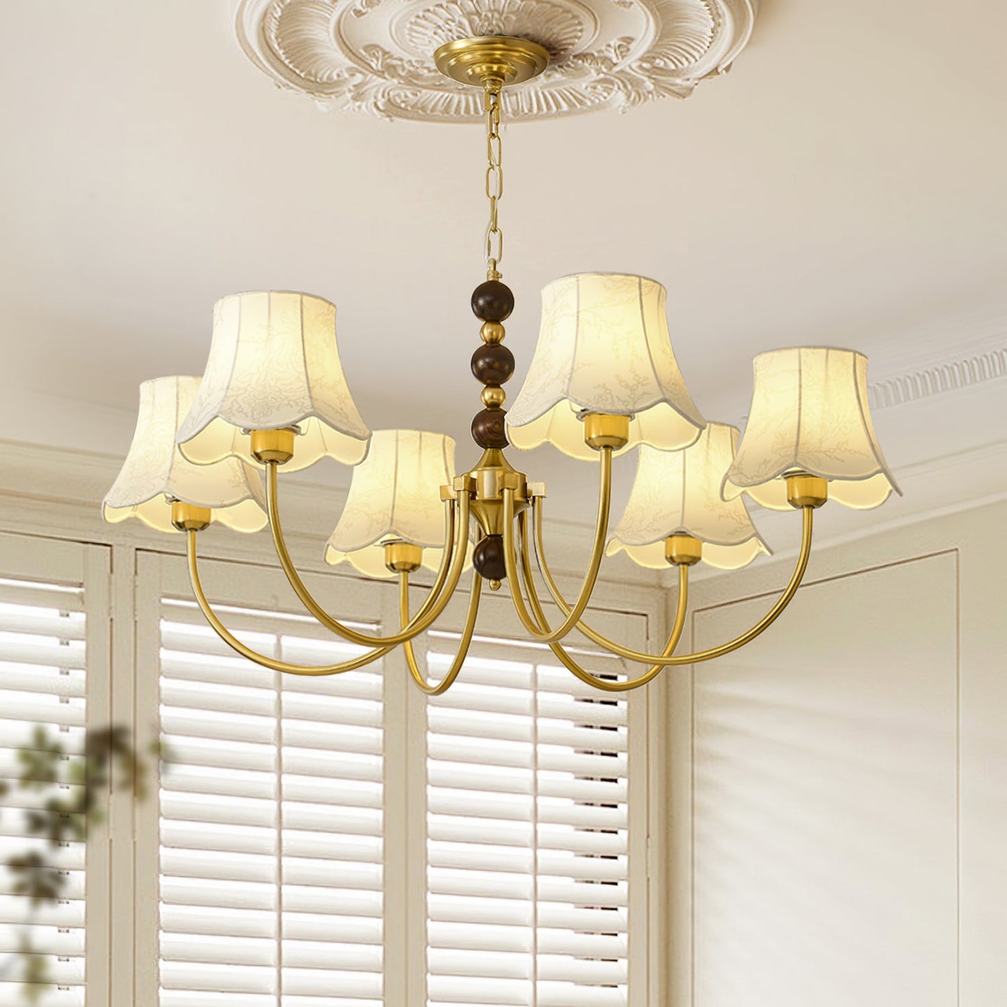 Elegant Orchid Fabric Chandelier with Adjustable Height & Soft Lightin