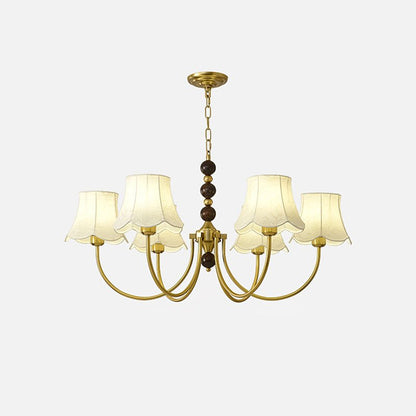 Elegant Orchid Fabric Chandelier with Adjustable Height & Soft Lightin