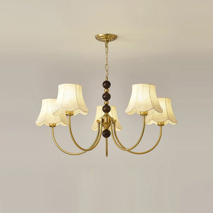 Elegant Orchid Fabric Chandelier with Adjustable Height & Soft Lightin