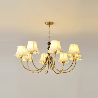 Elegant Orchid Fabric Chandelier with Adjustable Height & Soft Lightin