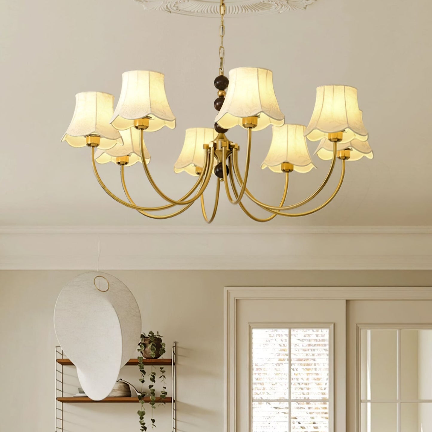 Elegant Orchid Fabric Chandelier with Adjustable Height & Soft Lightin