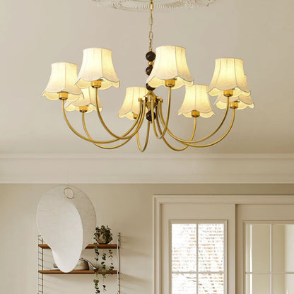 Elegant Orchid Fabric Chandelier with Adjustable Height & Soft Lightin