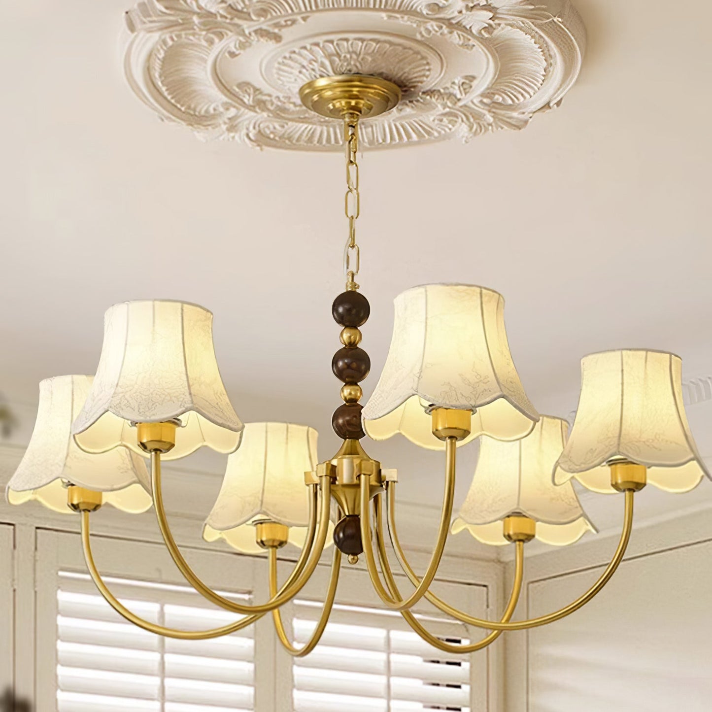 Elegant Orchid Fabric Chandelier with Adjustable Height & Soft Lightin