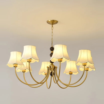 Elegant Orchid Fabric Chandelier with Adjustable Height & Soft Lightin