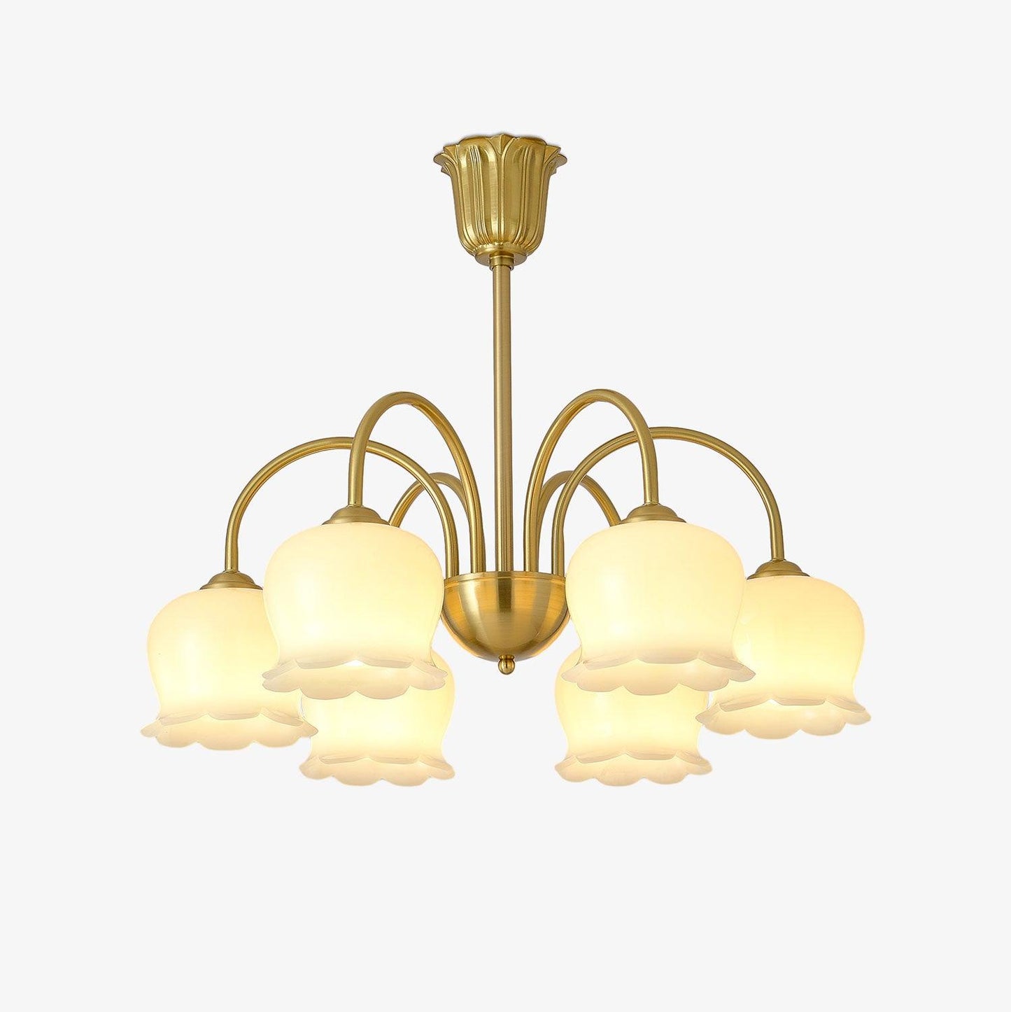Elegant Brass Chandelier with Adjustable Arms and Crystal Accents
