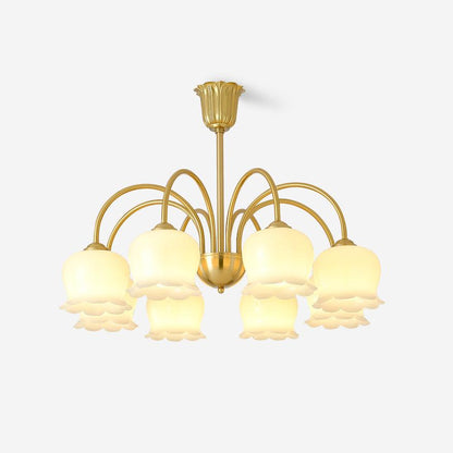 Elegant Brass Chandelier with Adjustable Arms and Crystal Accents