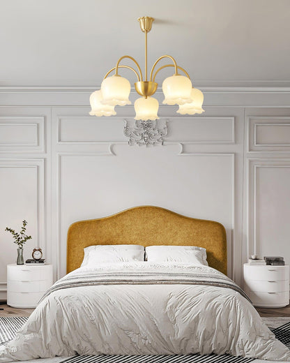 Elegant Brass Chandelier with Adjustable Arms and Crystal Accents