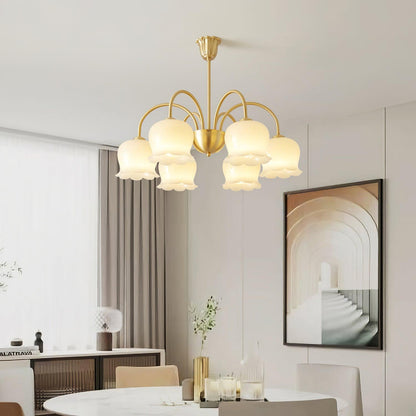 Elegant Brass Chandelier with Adjustable Arms and Crystal Accents