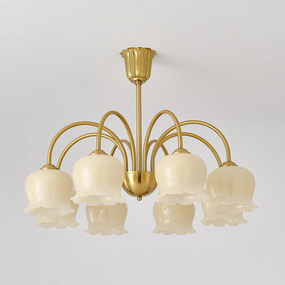 Elegant Brass Chandelier with Adjustable Arms and Crystal Accents