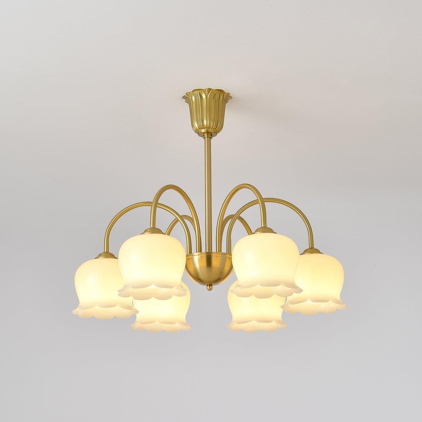 Elegant Brass Chandelier with Adjustable Arms and Crystal Accents