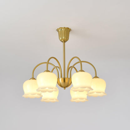 Elegant Brass Chandelier with Adjustable Arms and Crystal Accents
