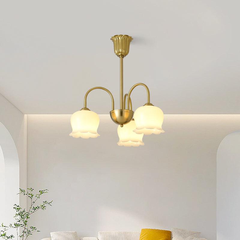Elegant Brass Chandelier with Adjustable Arms and Crystal Accents