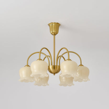 Elegant Brass Chandelier with Adjustable Arms and Crystal Accents