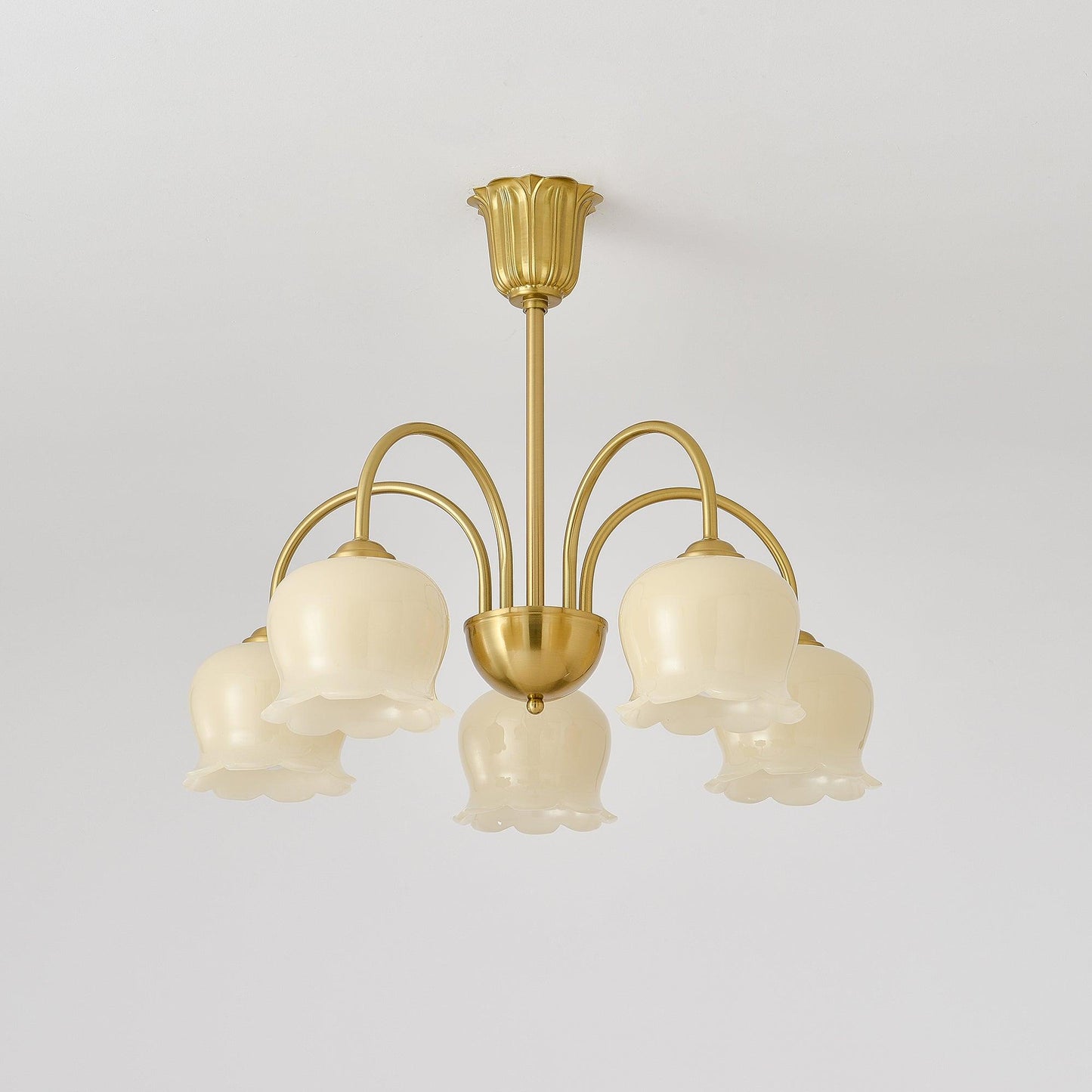 Elegant Brass Chandelier with Adjustable Arms and Crystal Accents
