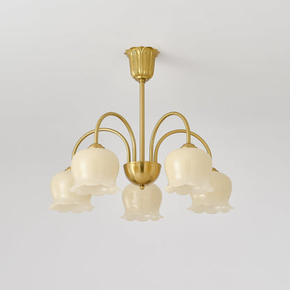 Elegant Brass Chandelier with Adjustable Arms and Crystal Accents