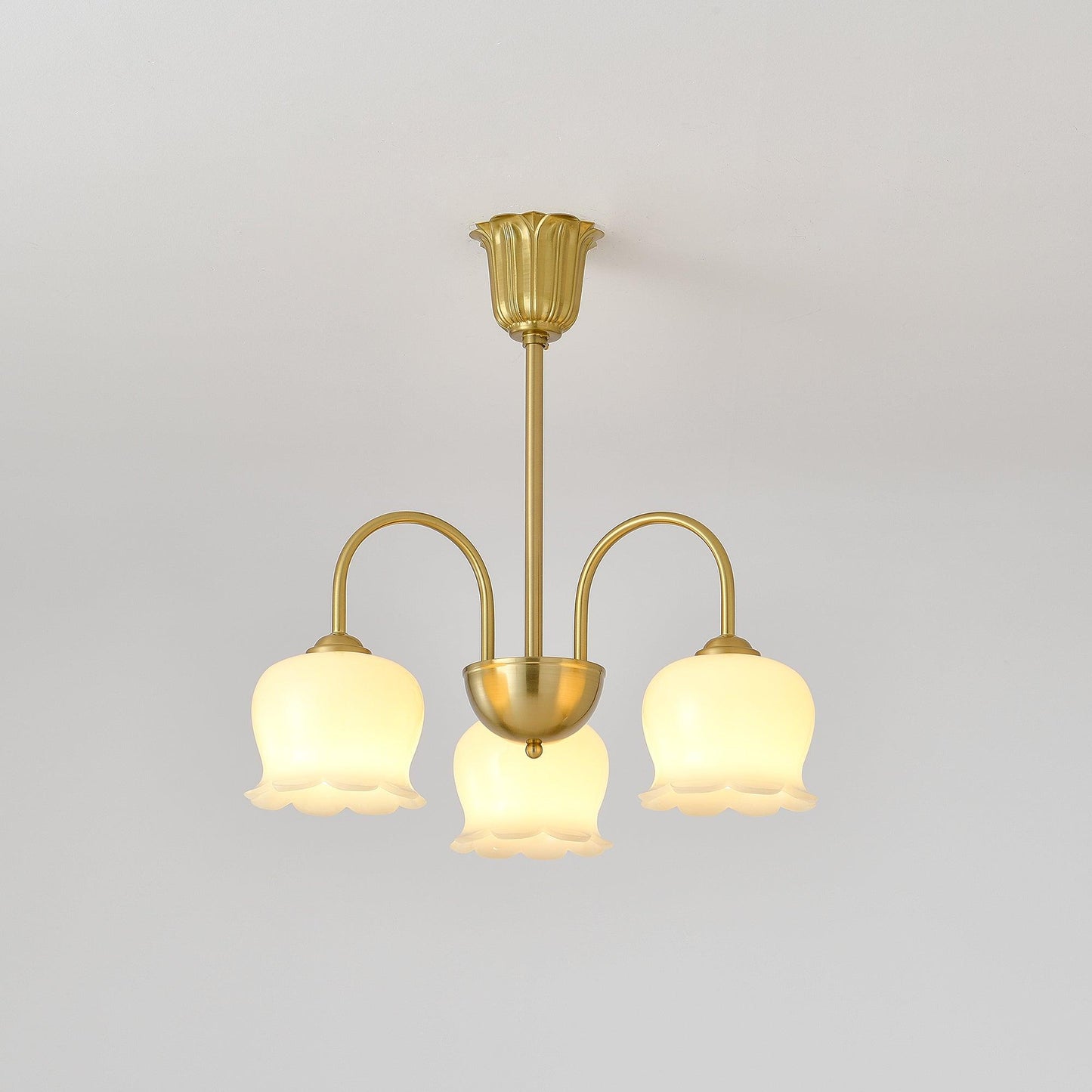 Elegant Brass Chandelier with Adjustable Arms and Crystal Accents