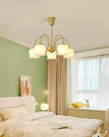 Elegant Brass Chandelier with Adjustable Arms and Crystal Accents