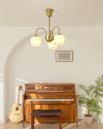 Elegant Brass Chandelier with Adjustable Arms and Crystal Accents