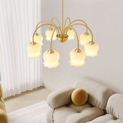 Elegant Brass Chandelier with Adjustable Arms and Crystal Accents