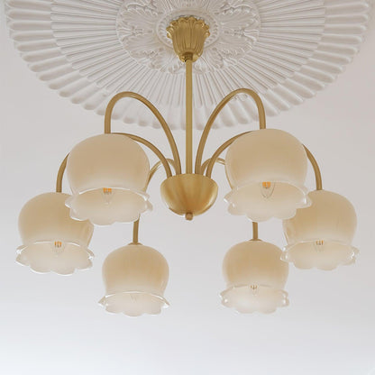 Elegant Brass Chandelier with Adjustable Arms and Crystal Accents