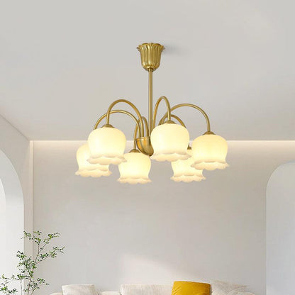 Elegant Brass Chandelier with Adjustable Arms and Crystal Accents