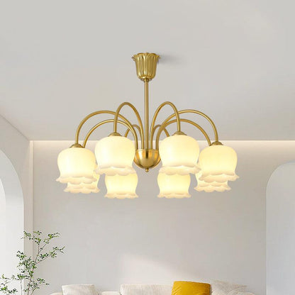 Elegant Brass Chandelier with Adjustable Arms and Crystal Accents