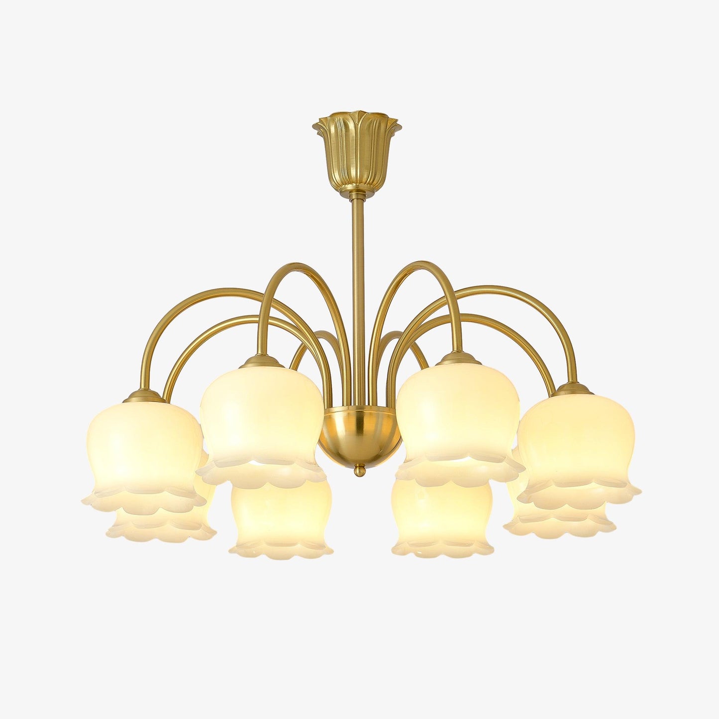Elegant Brass Chandelier with Adjustable Arms and Crystal Accents