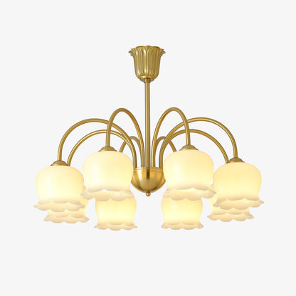 Elegant Brass Chandelier with Adjustable Arms and Crystal Accents