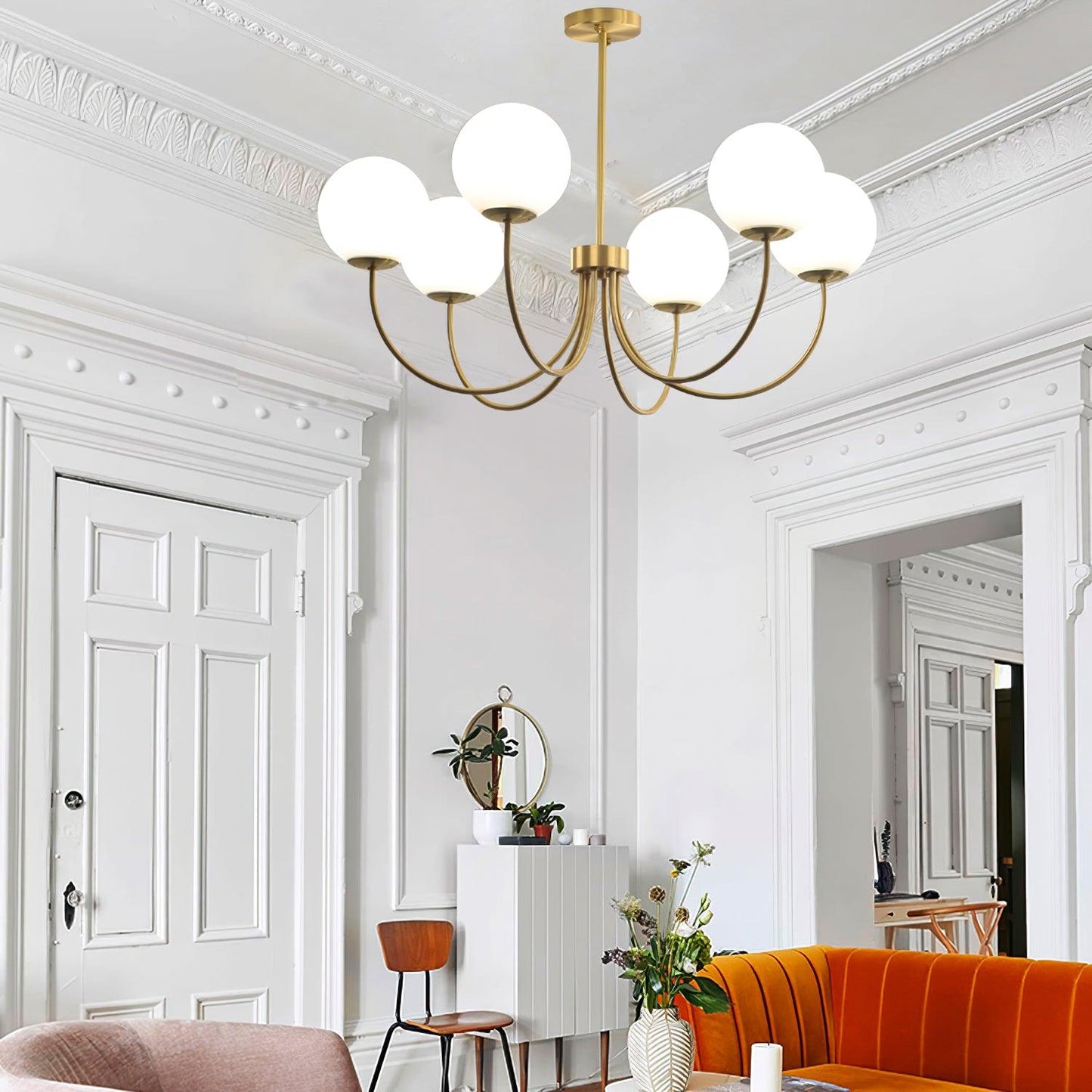 Elegant Orillia Chandelier - Crystal Accents & Adjustable Height
