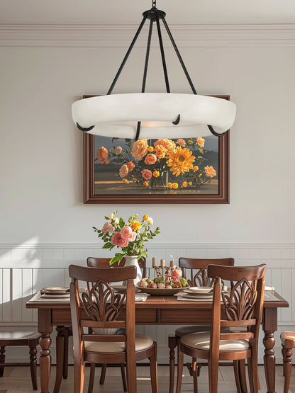 Orion Alabaster Chandelier - Elegant Design, Adjustable Height, LED Co