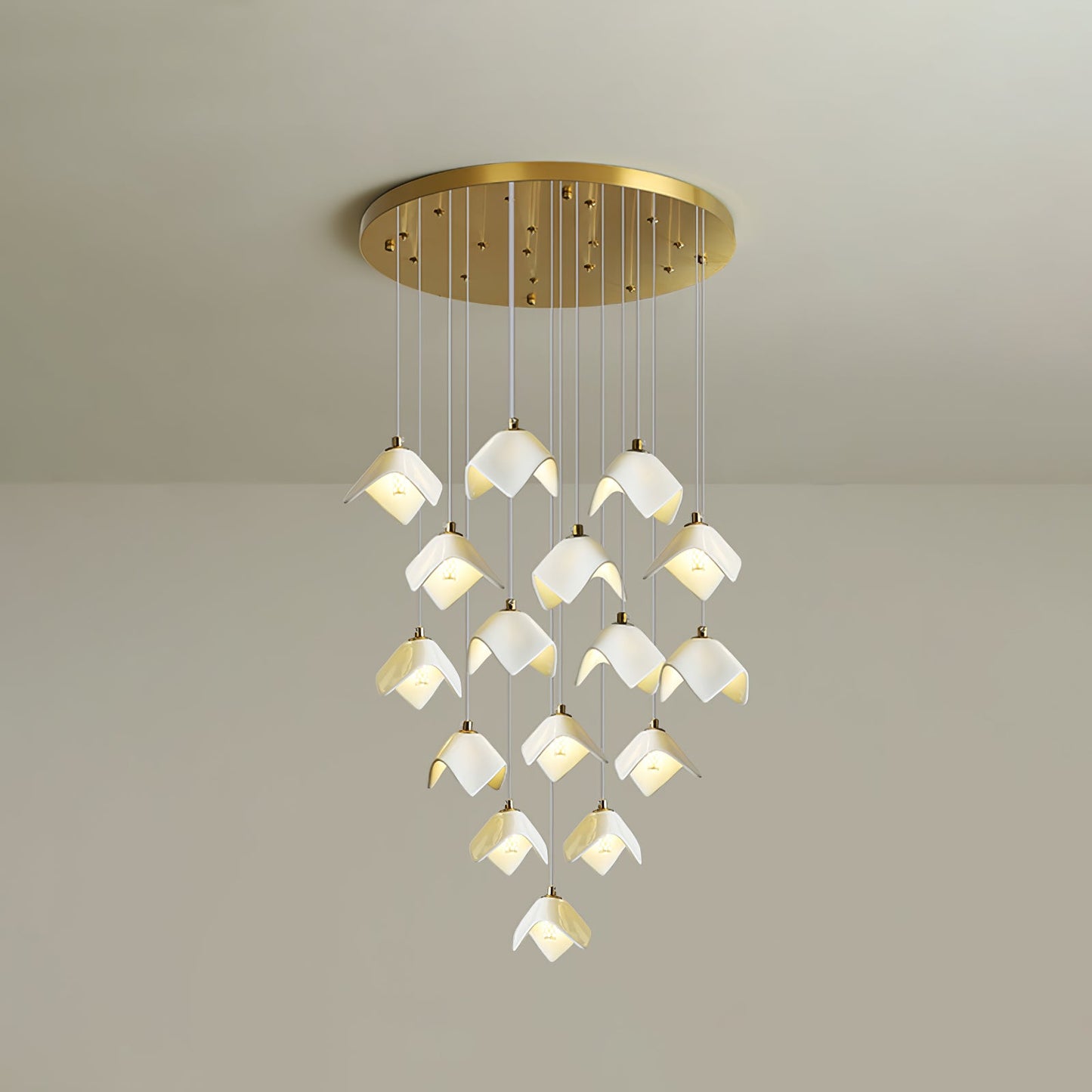 Orlani Cascade Stairs Chandelier - Elegant Design with Dimmable Lighti