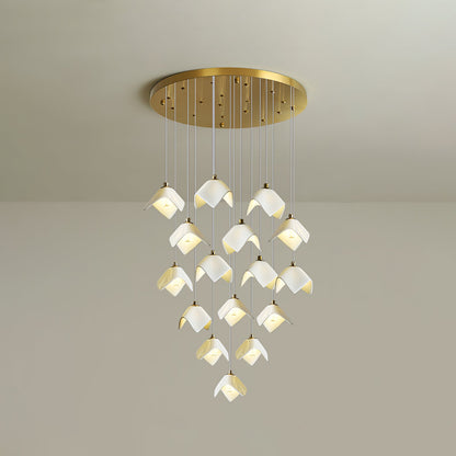 Orlani Cascade Stairs Chandelier - Elegant Design with Dimmable Lighti