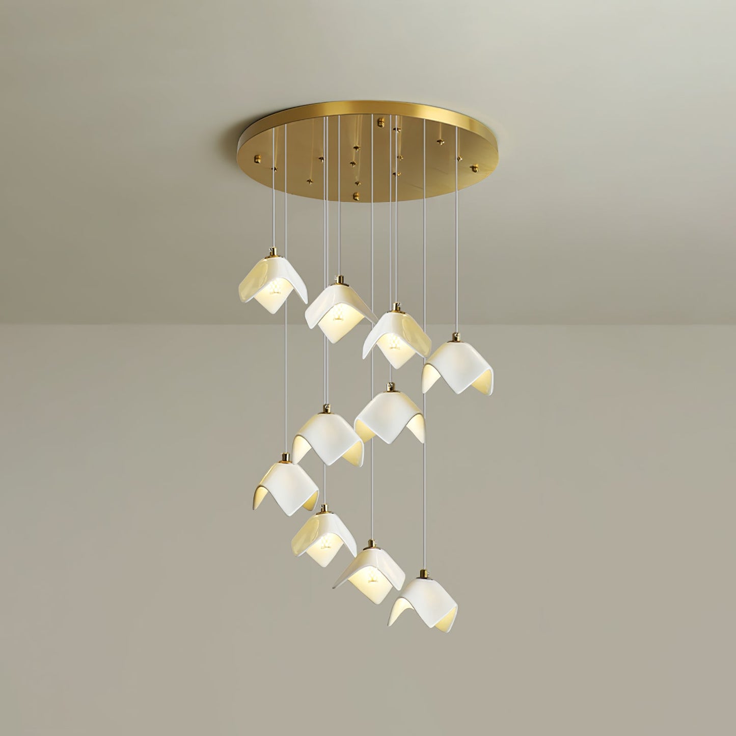 Orlani Cascade Stairs Chandelier - Elegant Design with Dimmable Lighti