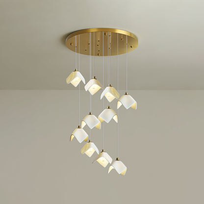 Orlani Cascade Stairs Chandelier - Elegant Design with Dimmable Lighti