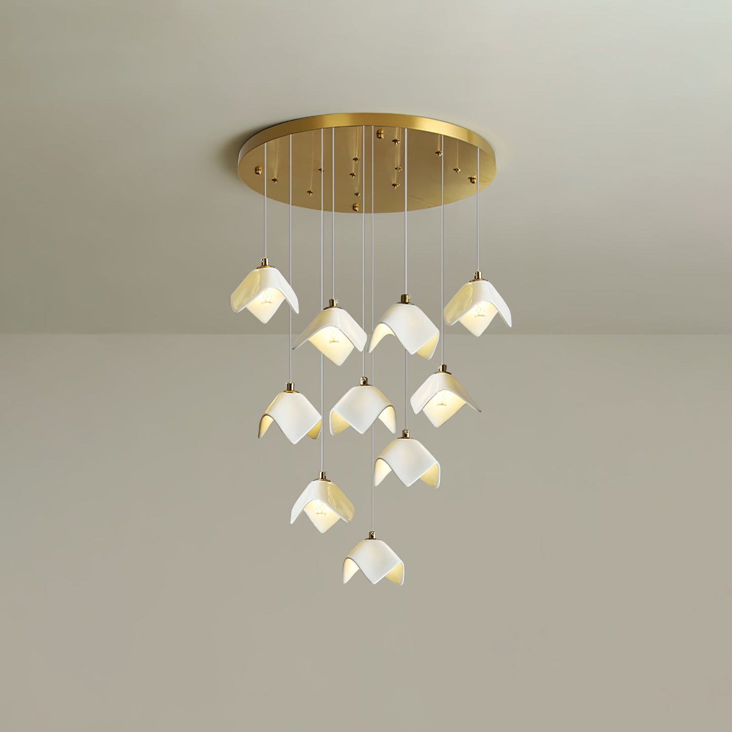 Orlani Cascade Stairs Chandelier - Elegant Design with Dimmable Lighti