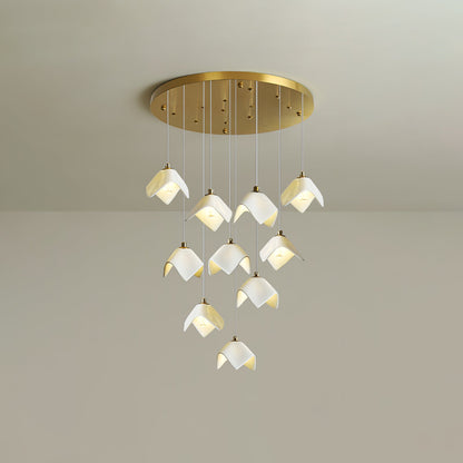Orlani Cascade Stairs Chandelier - Elegant Design with Dimmable Lighti