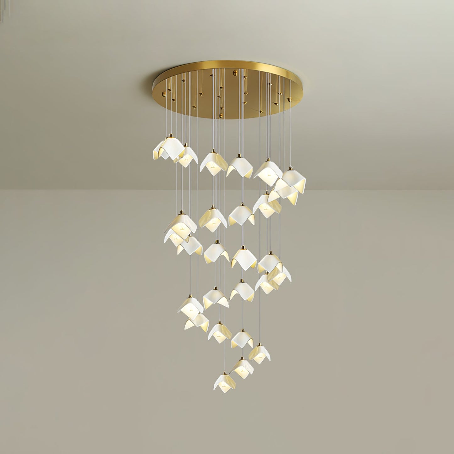 Orlani Cascade Stairs Chandelier - Elegant Design with Dimmable Lighti